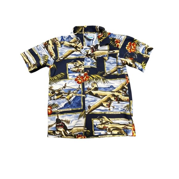 Other - Boys  WWII Aircraft‎ Aloha Hawaiian Shirt Size 4 RLC Made in Hawaii USA
